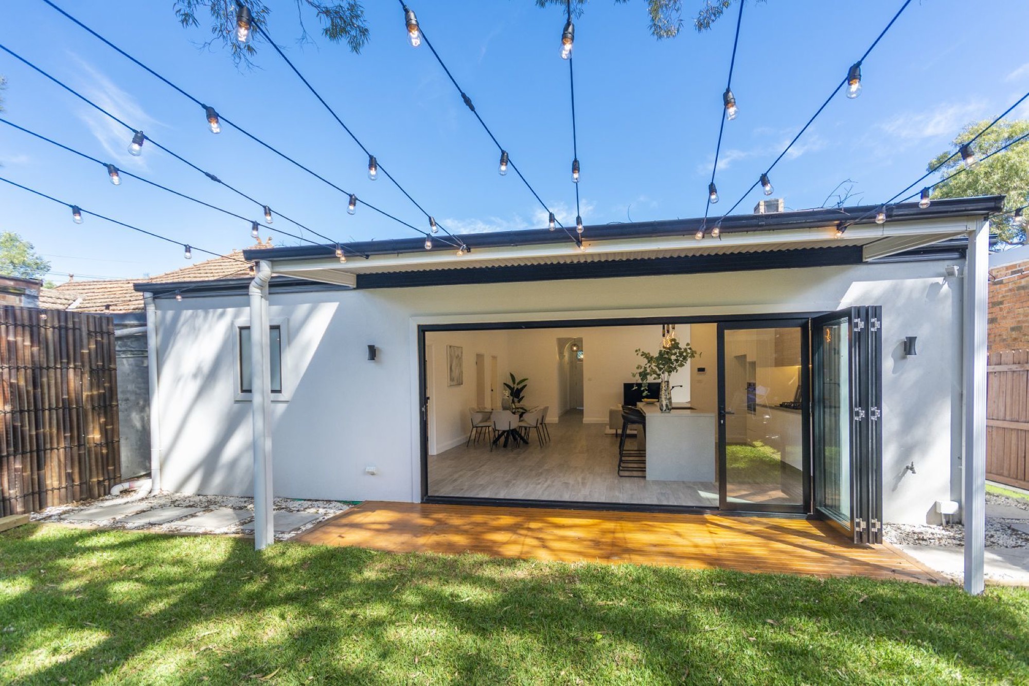 DVELOP renovated home at dusk